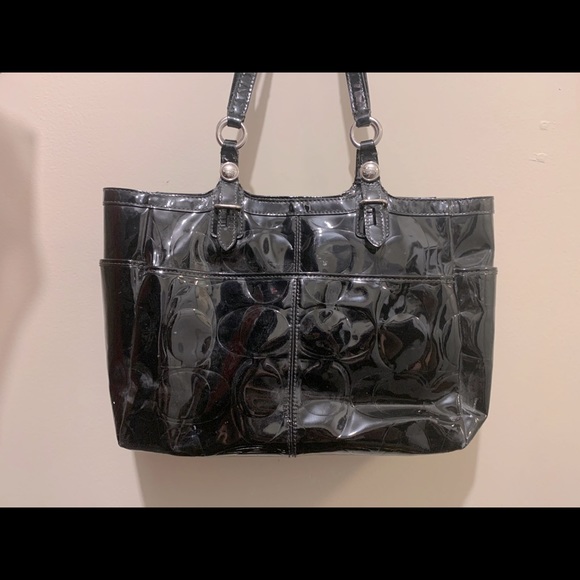Black Coach tote purse - Picture 1 of 2